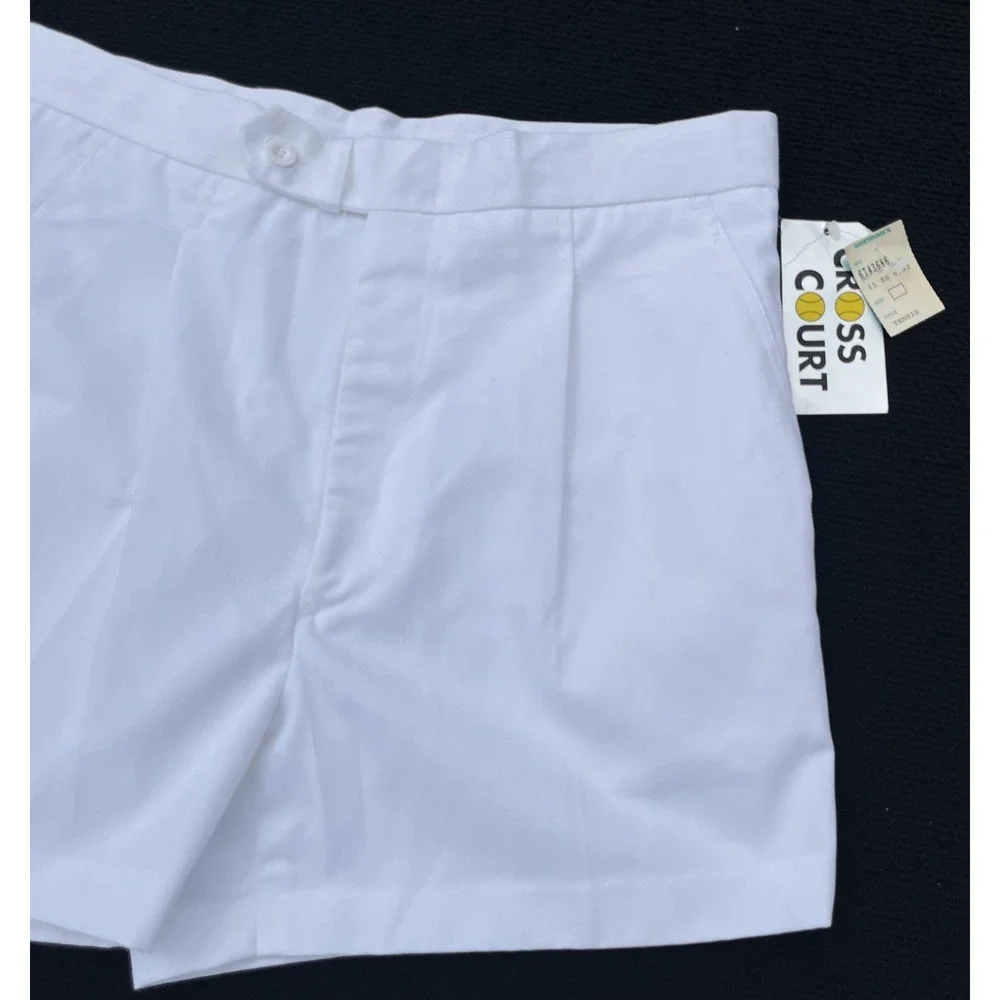 Vintage Cross Court Tennis‎ Shorts Mens 34 80s Poly Cotton NWT Classic Retro - Picture 3 of 14